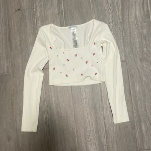 NWOT ZARA Cream Floral Long Sleeve